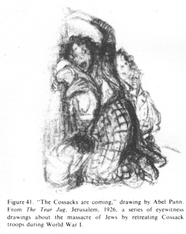 Encyclopaedia Judaica (1971): History,
                          vol. 8, col. 736: Jewish children fearing
                          Cossack invasion 1919