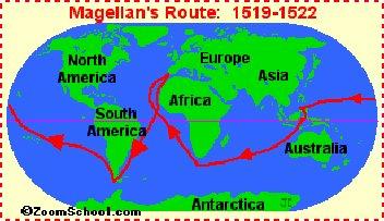 Die Route
von Magellan ; Weltumseglung Die Route
von Magellan ; Weltumseglung